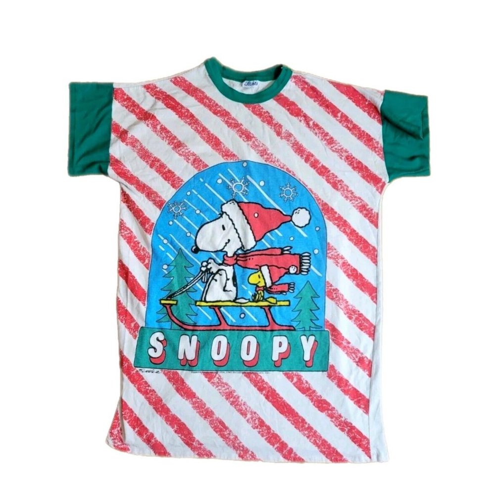Vtg Snoopy Peanuts Shirt Size XL Flirts Charlie Brown Woodstock Christmas